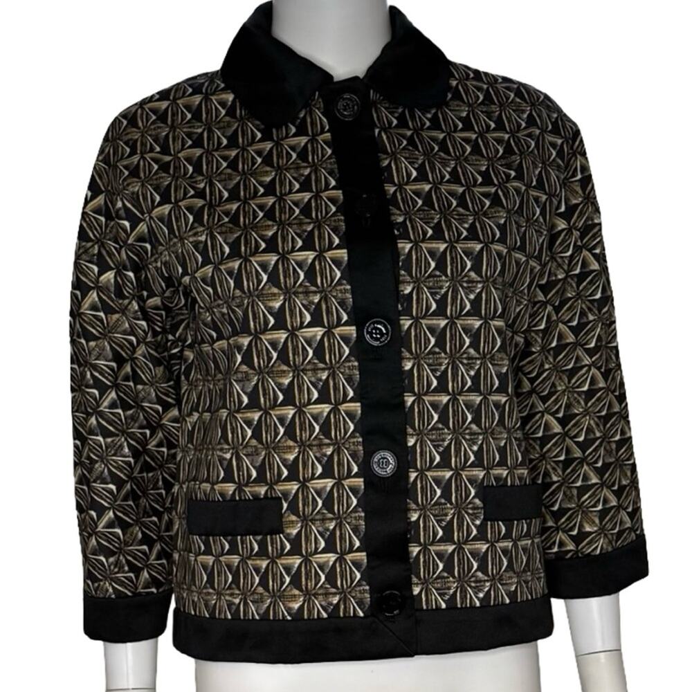 Love Moschino Black and Gold-Tone Geometric Blazer Jacket Women’s Sz 4